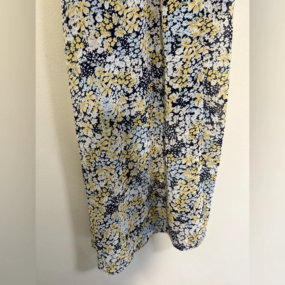 & MERCI Floral Puff Sleeve Maxi Dress in‎ Blue and Yellow - M